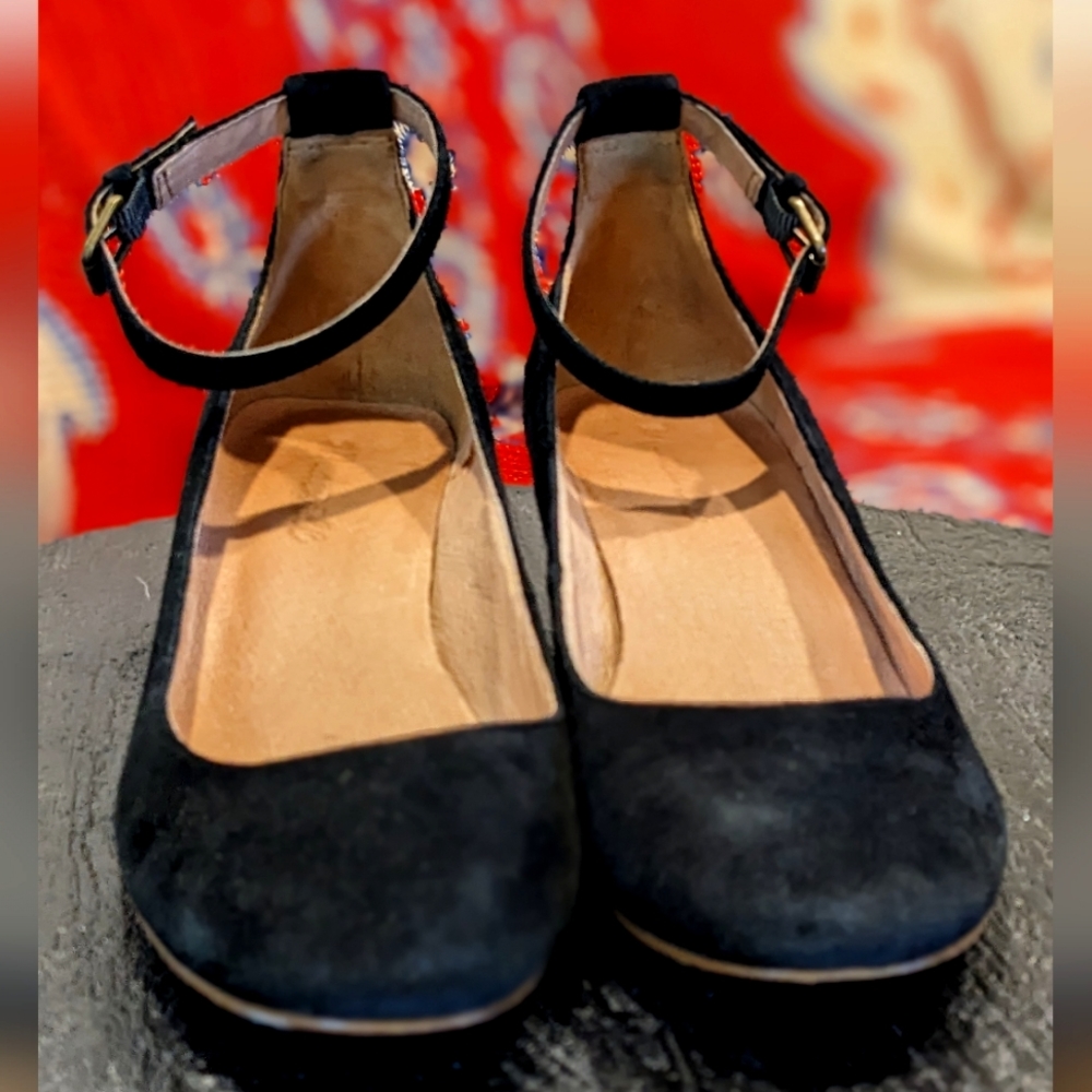 Madewell Inez Black Suede Block Heel 6.5